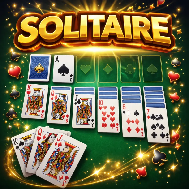 Solitaire en ligne : tableau Klondike avec colonnes de cartes à trier